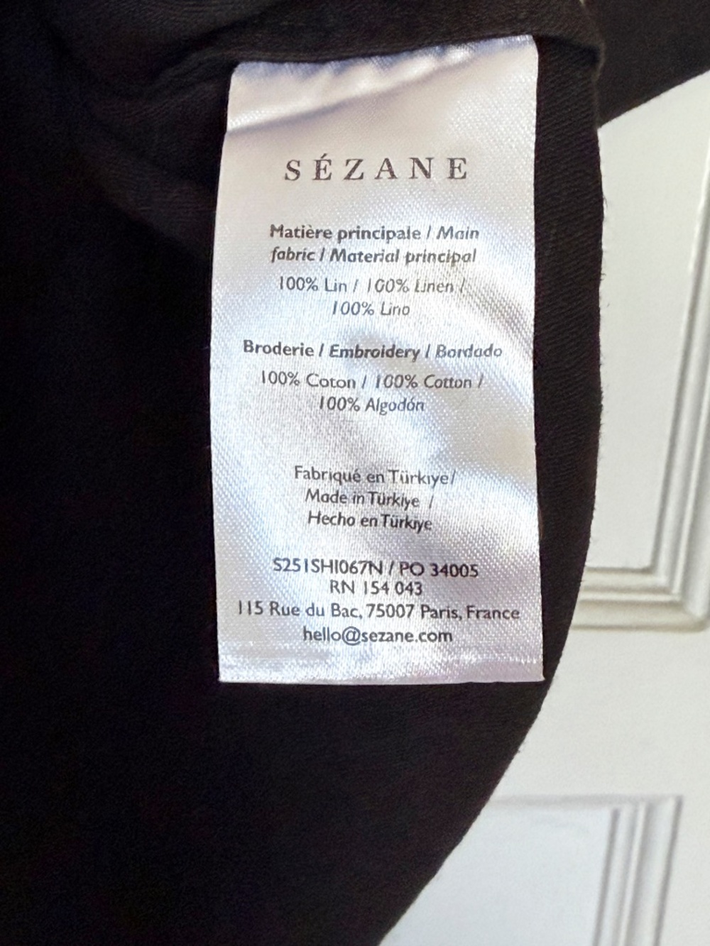 SEZANE LIVIA SHIRT Black with Ecru Trimming size 8 - Picture 5 of 5